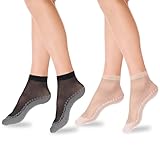 InnoHHustle 12 Paar Nylon Socken Damen 39-42, Füsslinge Damen mit Verstärkte Sohle und Zehen Knöchel Socken Seidige Rutschfeste Socke, Schwarz, Hautfarben