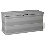 Mokuyary Garten Aufbewahrungsbox mit Deckel Outdoor Truhe Container Garten Werkzeug Organizer Schuppen Terrasse Aufbewahrung Organizer Grau 117x45x56cm