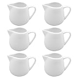 6x Elegantes Keramik-Milchschaumkännchen mit Griff - 130ml Milchkanne Fassungsvermögen, Tropffreier Ausguss, Perfekt für Kaffeekreationen Keramik Milchgießer