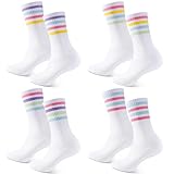 Utensilsto 4 Paare Tennissocken Damen,35-40 Weiße Sportsocken Socken Damen Crew Socks Weiße Socken Baumwoll Socken für Damen