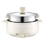 KhUkhu Elektrischer Dampfgarer, Antihaft-Elektro-Bratpfanne, Multikocher Mit Deckel, Elektrischer Hot Pot Dampfgarer Aus Edelstahl,20cm