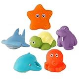 BESTonZON 6 Stück Teiliges Badewannenspielzeug Bunte Spritzende Farbwechsel Tiere Sicherer Badespaß für Kleinkinder Temperaturempfindliche Wasserspielzeuge für Junge Mädchen Fördert