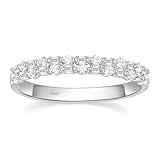 Titaniumcentral Eternity Ring Damen Silber 925 Schmal Vorsteckring Rund Baguette Zirkonia Ewigkeitsringe Eheringe Memoire Ringe (Silber,52 (16.6))