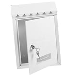 OSALADI Vintage Wandbriefkasten Metall Weiß mit Schloss Wetterfester Außenbriefkasten für Familienhaus Postkasten mit Großem Fassungsvermögen Dekorativer Briefkasten für Garten und