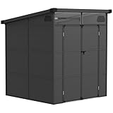 Outsunny Gerätehaus Kunststoff 3,24m² 190x191x215cm Geräteschuppen mit Pultdach, Abschließbarer Tür, wetterfest Gartenhaus, Outdoor Garten Schuppen Schrank für Hinterhof, Außenbereich, Dunkelgrau