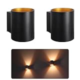 SSC-LUXon 2 Stück TUANI Wandleuchte Innen schwarz rund - Wandlampe Gold Design Up Down Leuchte Fassung für 1x G9 Leuchtmittel
