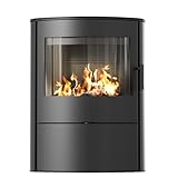 KRATKI Kaminofen Rollo 2-10 kW mit Raumluftunabhängig Ø 150 mm, BImSchV Stufe 2, EEK A - Kaminofen HKI - Schwarz Verkleidung