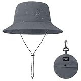 ZKGYUS Sommer-Bucket-Hut, Unisex, wasserdichter Bucket-Hut, wasserdichter, verstellbarer, winddichter Bucket-Hut mit Kordel, geeignet für Strandspaziergänge und Bergsteigen, Dunkelgrau