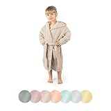 Ehrenkind® Bademantel Kinder mit Kapuze 100% Bio-Baumwolle | Kinderbademantel | Junge Mädchen | Größe 86/92 Sand