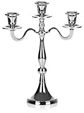 com-four® Kerzenhalter im klassischen Design – 3-flammiger Kerzenständer mit rundem Fuß - Kerzenleuchter für 3 Stabkerzen (01 Stück - Kerzenständer 3-armig)