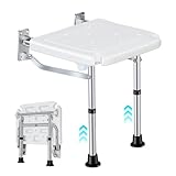 Duschklappsitz für Wandmontage, Duschklappsitz Klappsitz Dusche Wandmontage bis 160 KG, Duschklappsitz Mit Stützfüßen, Für ältere Menschen, Schwangere, Behinderte