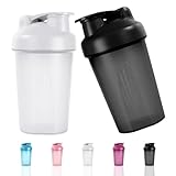 ACWOO Protein Shaker, 500ml Eiweiß Shaker, proteinshaker mit Messskala - BPA Frei, auslaufsicher, Langlebiger, Geruchsneutraler Shake Becher, Shaker für cremige Whey Proteinpulver Shakes（Schwarz+Weiß）