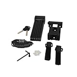 FISCHER Fahrradschloss-Set bestehend aus Falt- und Helmschloss hohe Sicherheit für Fahrräder, E-Bikes und Helm, diebstahlsicher, inkl. 2 Schlüssel und Halterung, schwarz, Länge: 85 cm & 120 cm