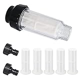 Hagsnec Wasserfilter Gartenschlauch 3/4 Zoll Wasservorfilter Wasserfilter Set mit 5 FiltereinsäTzen + 2 Schnelladapter