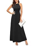 STYLEWORD Sommmerkleid Damen Lang Elegant Kleid Ärmellos Maxikleid Sommer für Hochzeit Schwarz