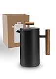 Lambda Coffee® CALDERA Thermo French Press Edelstahl I 1 Liter - 5 Tassen I 3 Größen erhältlich I Kaffeebereiter aus Edelstahl | Doppelwandig: Hält lange Warm I Kaffeezubereiter | Kaffeepresse
