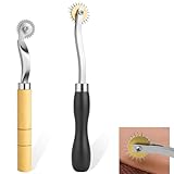 Pretwad 2 Stück Kopierrädchen,Kopierrädchen für Schnittmuster mit Holzgriff,Kopierrädchen-Nähwerkzeug,Punkt-Näh-Kopierrädchen für Lederkunst-Schnittmuster