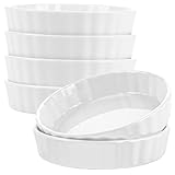 APACALI 6 Stück Creme Brulee Schälchen, 240ml Souffle Förmchen, Tartelette Förmchen Keramik, flache Souffleschalen zum Backen von Vanillepudding, Mini-Kuchen, Pudding und Dip-Saucen