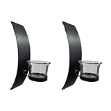 YUPEIUKLI 2er-Pack Moderne Wandkerzenleuchter aus Eisen mit abnehmbarem Teelichtglas für Zuhause, Hochzeit, Wohnzimmer, künstlerische Dekoration