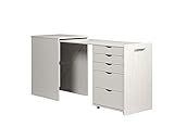 Inter-Furn Volterra Schreibtisch, kompakter Arbeitsplatz, Sekretär in Kiefer massiv weiß, ausziehbar, perfekte Home Office Lösung, (BxHxT) 57-165x 77 x 50 cm