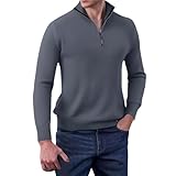Pullover Herren Schwarz - Herren Langarmshirt Für Herbst Und Winter Schmal Geschnitten Warm Mit Halbem Reißverschluss