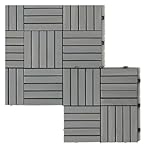 iWerk® – Holzfliesen Akazie 30 x 30 cm | 10er Set Balkonfliesen wetterfest mit EASY KLICKSYSTEM | Robuste Bodenfliesen für Terrasse, Balkon & Garten | Geschmackvoller Bodenbelag | Akazie Stone