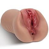 Taschenmuschi Sex Spielzeug für die Männer, 2 in 1 Masturbieren Masturbator Sexspielzeug mit 3D Vagina für Männer Solo, Anal Masturbatoren Pocket Pussy Sex Toys Mann, 650g, Braun