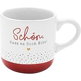 GRUSS & CO Espressotasse mit Motiv 'Schön' | Tasse aus Steinzeug, 10 cl, mit Geschenk-Banderole, rot | Geschenk Freunde, Geburtstag | 73939