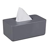 Relaxdays Tücherbox mit Bambus Deckel, für Bad, Taschentuchbox, modernes Design, HxBxT: 10x23x13 cm, Kunststoff, grau