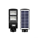 Solarbetriebene LED-Außenlampe, wasserdicht, staubdicht, UV-beständig, intelligente Steuerung mit Bewegungsmelder, energieeffiziente Wandleuchte für Garten, Terrasse, Weg, Camping, Schwarz (46,8 cm)