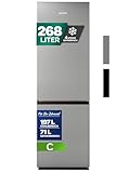 Heinrich´s Kühlgefrierkombination 268 Liter, Kühlvolumen 198L, Gefrierfach 71L,LED Beleuchtung,Kühlschrank Türanschlag wechselbar, leise 36dB,große Tiefkühlboxen, 7 Temperaturstufen, (edelstahl-inox)