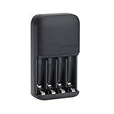 Amazon Basics Batterieladegerät für AA- und AAA-NiMh-Akkus, EU-Stecker, Für 4 Batterien, Schwarz