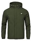 Huayuzh Jacke Herren Softshelljacke Wasserdichte Atmungsaktiv Winddichte Regenjacke Leichte mit Kapuze Laufen Wandern Military Green L