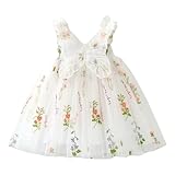 Sommer Kleid für Mädchen - Kinder A-Linie Siwng Skaterkleid Prinzessin Festliches Kinder Elegant Langes Abendkleid Einfarbig Partykleid Rüschen Ärmel für Mädchen 4-14 Jahre