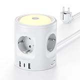 Mehrfachsteckdose mit Licht, 4 Fach Steckdosenleiste mit 3 USB, Mehrfachstecker Steckdose mit Schalter, steckdosenleiste überspannungsschutz würfel 4000W 16A, 2M Verlängerungskabel für Zuhause, Büro