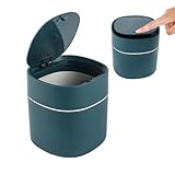 Bamodi Mini Mülleimer mit Deckel für den Schreibtisch - Perfekt für kleine Räume wie Bürotisch, Auto - Snack-, Kosmetik- und Küchenabfälle aufbewahren - Blau, wasserkocher klein 0 5 liter