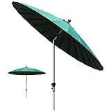 250 cm Gartenschirm, Balkonschirm mit Kurbelvorrichtung, für Höfe Terrassen Schwimmbäder Sonnenschirm Strand Runder Sonnenschutz UPF 50+(Green)