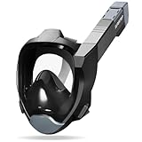 Supertrip Schnorchelmaske Erwachsene, Kurzstrecken Schnorchel Schnelle Einatmung von Sauerstoff Tauchermaske, CO2 sichere Sportkameras Kompatible Vollgesichtsmaske (Black-Gray, S/M)