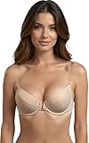 VIVISENCE Push Up BH Damen Silikonträger Rückenfrei Formbügel Frontverschluss 1012/1, Beige,75A
