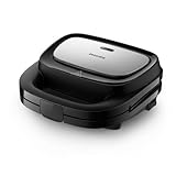 Philips 5000-Serie 3-in-1 Sandwichmaker - Sandwiches, Waffeln und Paninis, Antihaftbeschichtete, austauschbare Platten, Schneiden und Versiegeln. 750W, Schwarz (HD2350/80)