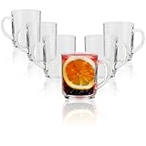 com-four® 6x Teegläser mit Henkel - 240 ml Kaffeeglas aus Borosilikatglas - robuste Gläser für Kaffee, Tee, Säfte oder Latte Macchiato - spülmaschinenfest und mikrowellengeeignet (transparent - 240ml)