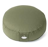 Lotuscrafts® Meditationskissen mit 10 cm Sitzhöhe, extra niedrig, Yoga Kissen mit Dinkelfüllung, Yogakissen Rund, Bodenkissen Rund, Yogakissen Meditationskissen, Bezug waschbar, GOTS Zertifiziert