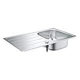 GROHE K200 | 1 Becken | Küchenspüle - Top Mount reversibel | inklusive: Ablaufgarnitur, Siebkorb, Montageset | Edelstahl | 31552SD1