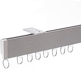 Strapazierfähige Aluminium-Deckenvorhangschiene, 6 m lang, Wandhalterung, Stange für Raumteiler, einfache Installation, Grau, verstellbare Längen, Premium-Qualität
