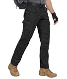 Zoofly Wanderhose Herren Lightweight Taschen Outdoor Hose Männer Elastisch Fahrrad Hosen für Herren Wasserdicht Schwarz 34W*32L