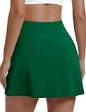JoyGirl Mini-Tennisrock mit Shorts, Damen-Golfrock, hohe Taille, athletischer Skort mit Taschen, lässiger Laufröcke, Grün , Groß