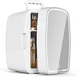 Upstreman 6L Mini Kosmetik Kühlschrank mit Wärmefunktion für Make-up, Getränke, Fläschchen, 3-Stufen LED Beleuchtung, Leise & Tragbar Beauty Kühlschrank für Schlafzimmer, Büro, Wohnheim