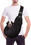 SlowTon Hundetragetasche, Haustier Hundetasche mit verstellbarem, gepolstertem Schultergurt und Fronttasche Tragetasche Hund für Spaziergang Aktivitäten im Freien und Ausflüge(Schwarz-Wasserdicht)