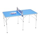 Tischtennisplatte Outdoor, 152×76×76 cm, Tischtennisplatten aus MDF, Aluminiumlegierung, Klappbarer Tischtennistisch mit Schlägern/Bällen/Netz, Multifunktional (Esstisch/Schreibtisch)