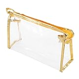 Angoily Mäppchen Stationärer Organisator Bleistiftbeutel Mit Reißverschluss Kleine Bleistifttasche Bleistiftorganisator Fall Etui Für Federhalter Einzigartiger Bleistiftfall PVC Golden